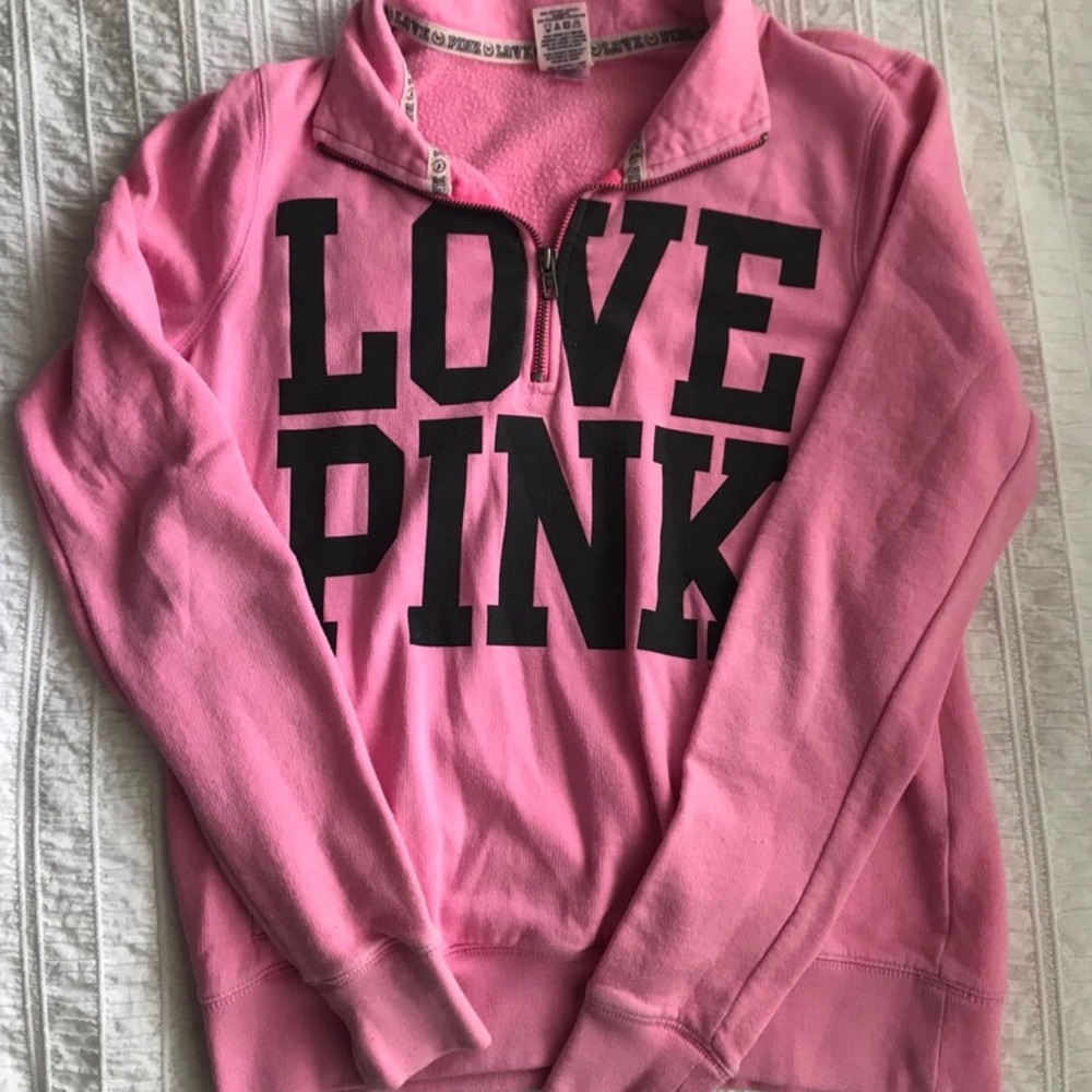 PINK Zip Up Crewneck